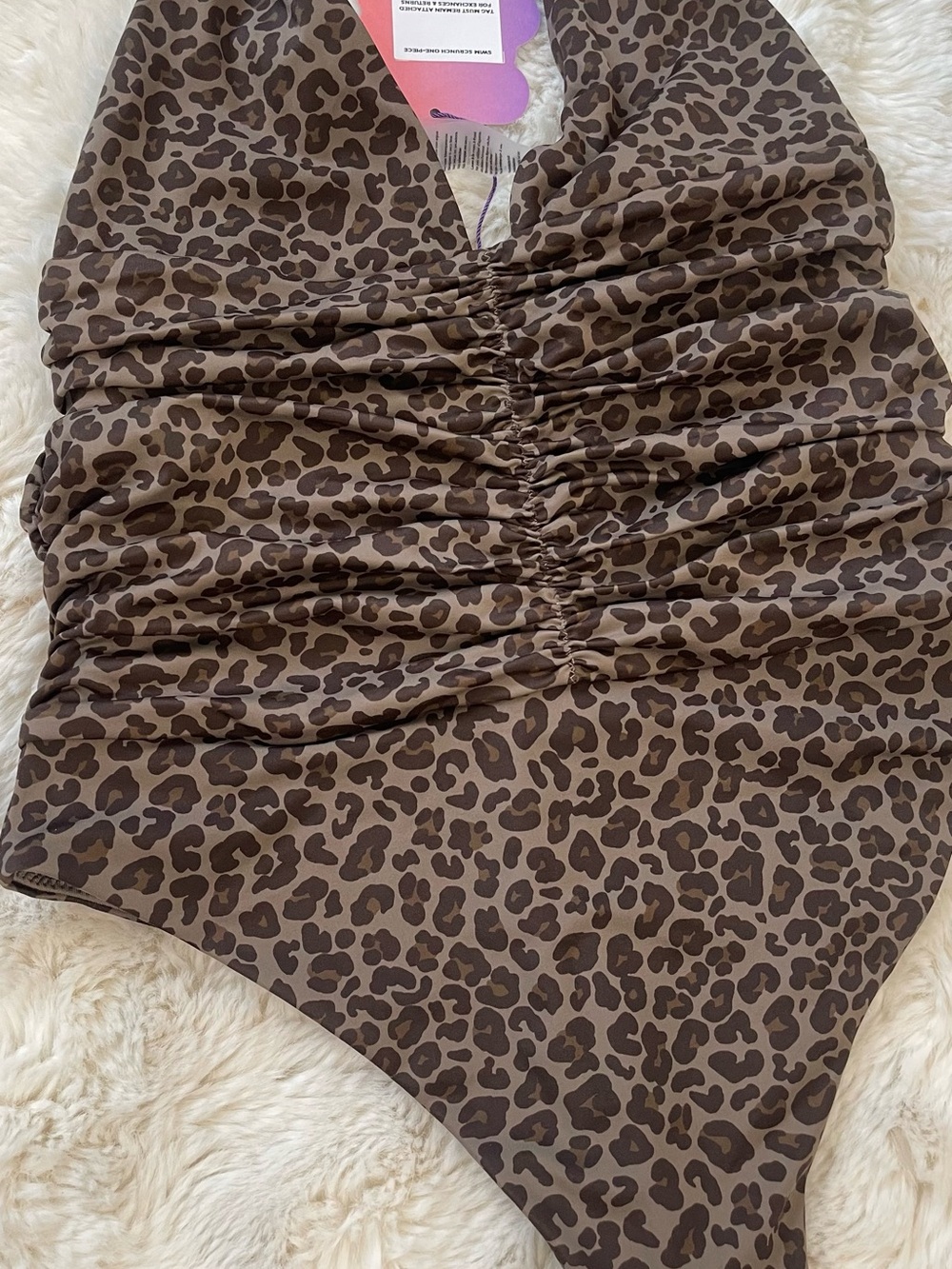 YITTY Swim Scrunch One-Piece Swimsuit – Choco Leopard – Size Small - Picture 3 of 5